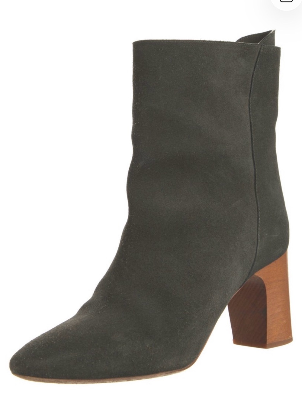 Chloe Dark Green Suede Block-Heel Ankle Boot